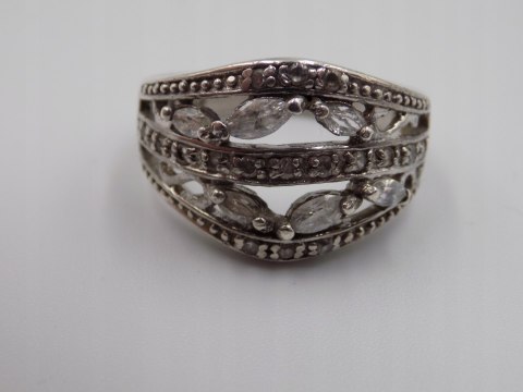 Piękny, srebrny, damski pierścionek CYRKONIE -roz. 14/15 - srebro biżuteria