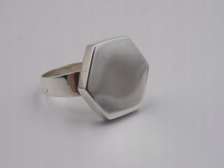 Piękny, stary, damski, srebrny pierścionek SZEŚCIOKĄT srebro 925 roz. 18