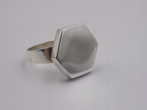 Piękny, stary, damski, srebrny pierścionek SZEŚCIOKĄT srebro 925 roz. 18