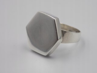 Piękny, stary, damski, srebrny pierścionek SZEŚCIOKĄT srebro 925 roz. 18