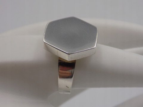 Piękny, stary, damski, srebrny pierścionek SZEŚCIOKĄT srebro 925 roz. 18