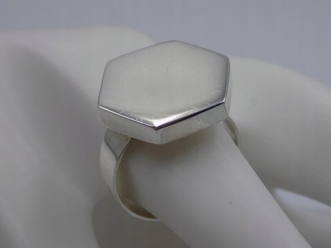 Piękny, stary, damski, srebrny pierścionek SZEŚCIOKĄT srebro 925 roz. 18