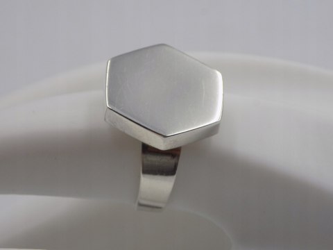 Piękny, stary, damski, srebrny pierścionek SZEŚCIOKĄT srebro 925 roz. 18