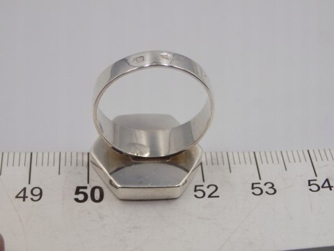 Piękny, stary, damski, srebrny pierścionek SZEŚCIOKĄT srebro 925 roz. 18
