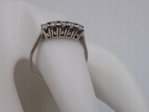 Piękny, stary, damski, srebrny pierścionek z cyrkoniami srebro 925 roz. 16