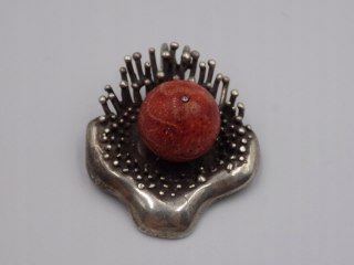 Piękny, stary, damski, srebrny wisiorek / zawieszka KORALOWIEC - srebro 925