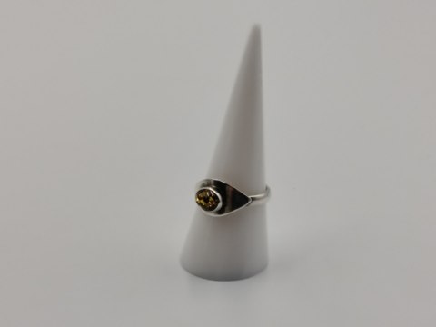 Piękny stary srebrny damski pierścionek BURSZTYN r.18 biżuteria VINTAGE