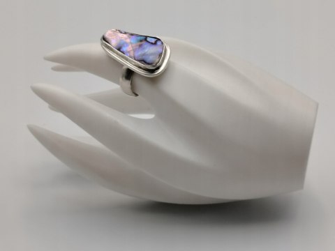 Piękny stary srebrny damski pierścionek MUSZLA ABALONE r.17 biżuteria