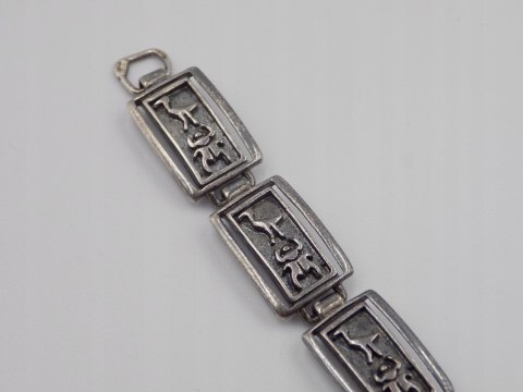 Stara, piękna, damska, srebrna bransoletka ZWIERZĄTKA - srebro 925 Vintage