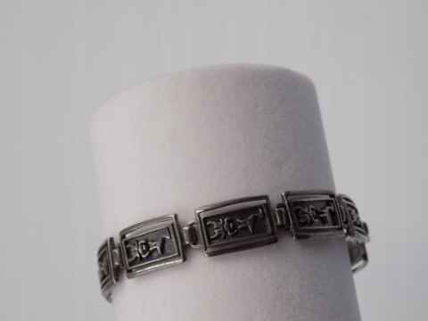 Stara, piękna, damska, srebrna bransoletka ZWIERZĄTKA - srebro 925 Vintage