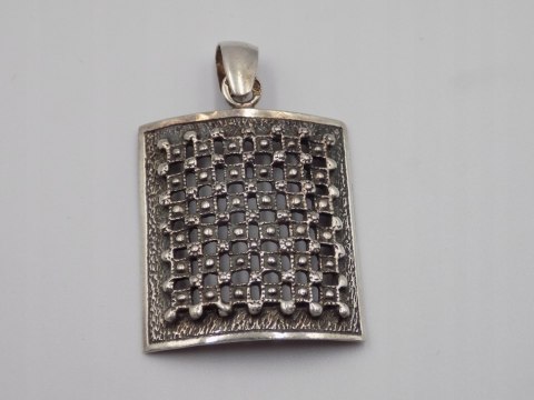 Stary, damski, srebrny wisiorek / zawieszka KRATKA - srebro 925 - biżuteria