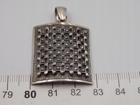 Stary, damski, srebrny wisiorek / zawieszka KRATKA - srebro 925 - biżuteria