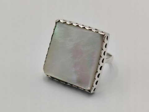 Stary piękny srebrny damski pierścionek MASA PERŁOWA r.17 biżuteria VINTAGE