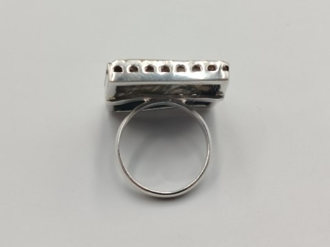 Stary piękny srebrny damski pierścionek MASA PERŁOWA r.17 biżuteria VINTAGE