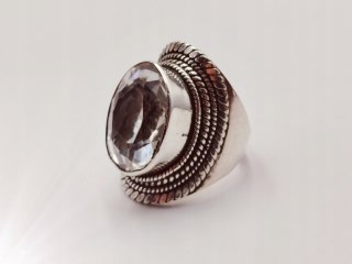 Srebrny damski pierścionek KRYSZTAŁ GÓRSKI r.16/17 srebro VINTAGE handmade